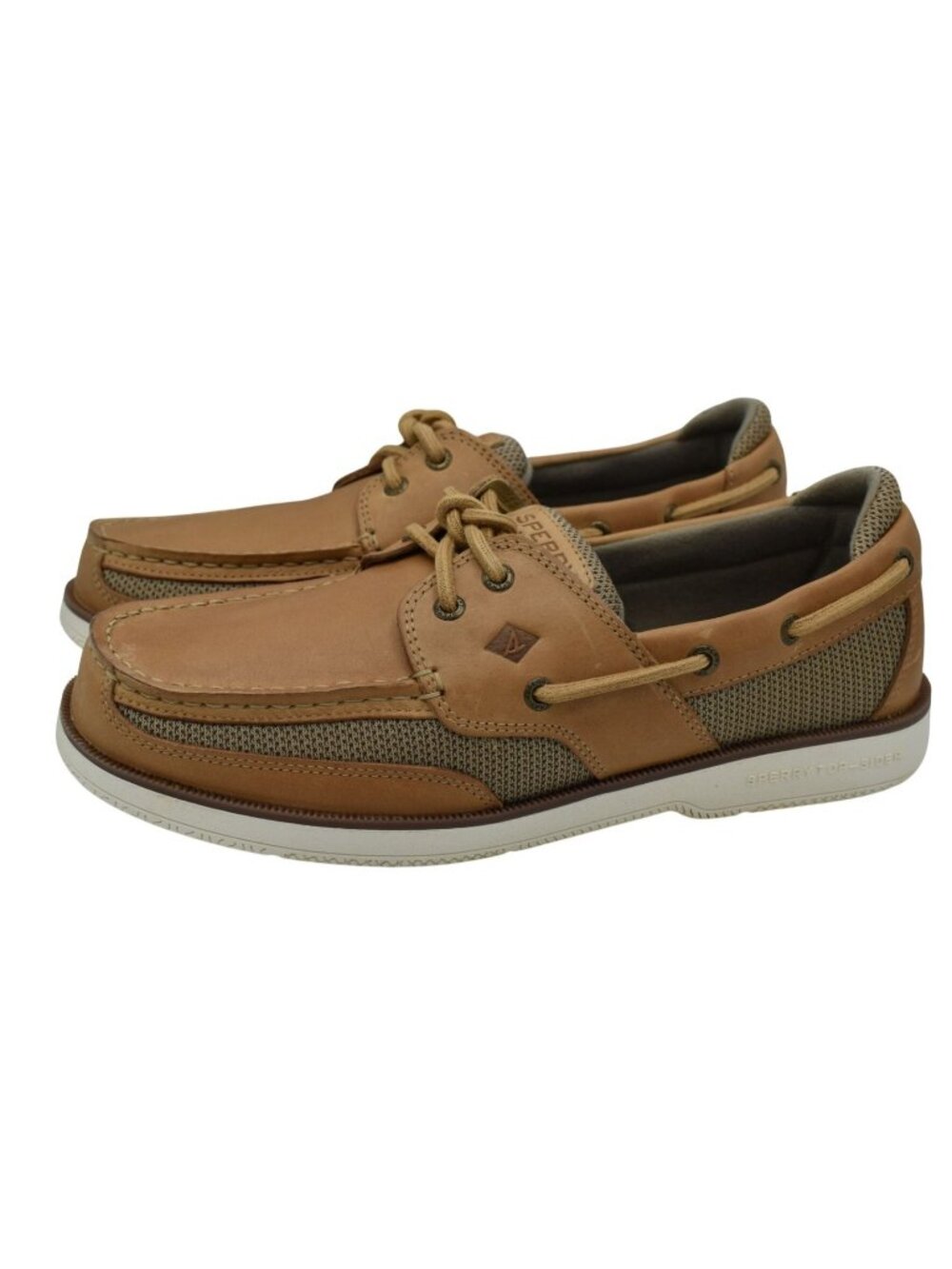 Sperry Mens Size 11 Surveyor 2 Eye Linen Light Brown Leather Boat Shoes
